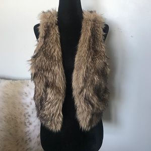 Brown faux fur vest